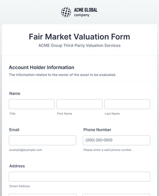 Form Templates: Fair Market Valuation Form
