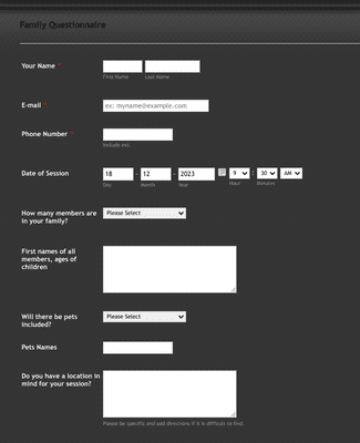 Family Questionnaire Form Template 