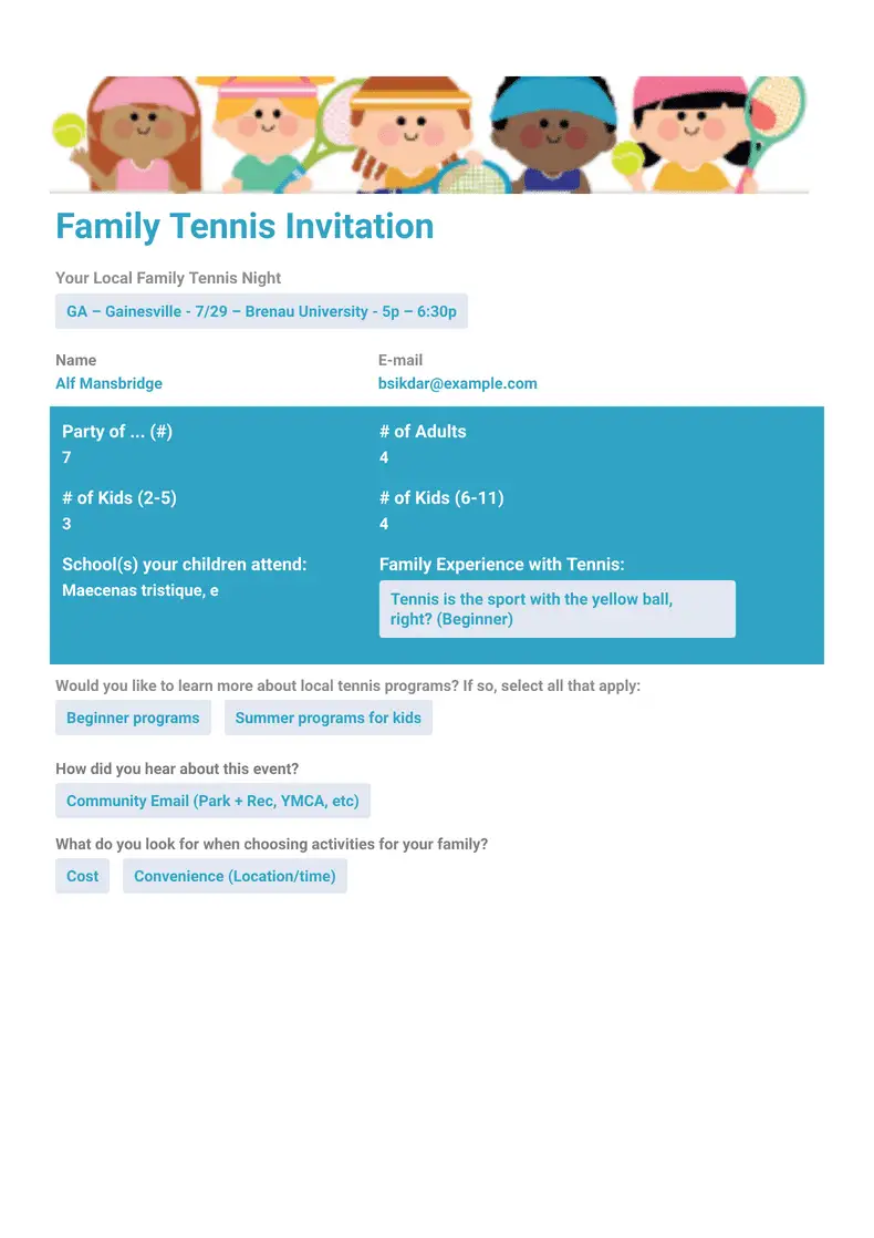 Family Tennis Invitation
