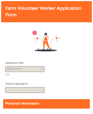 Form Templates: Farm Volunteer Worker Application Form