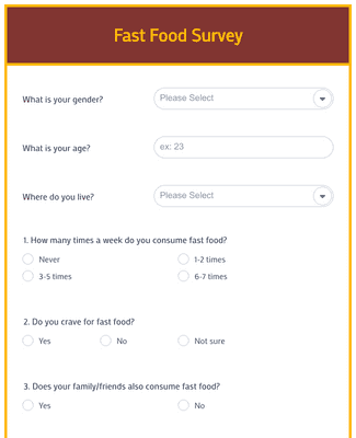Fast Food Survey Form Template Jotform