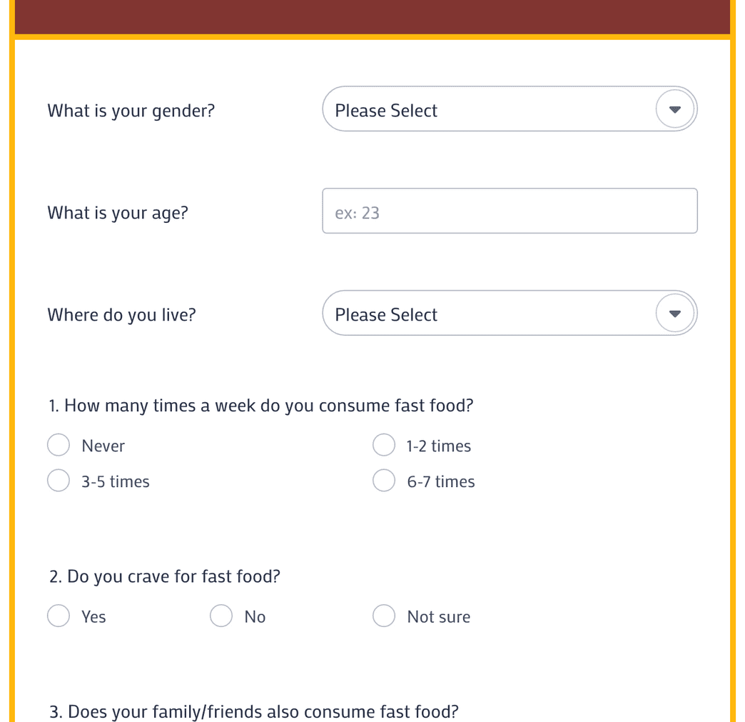 Fast Food Survey Form Template | Jotform