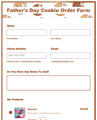 Form Templates: Father's Day Cookie Order Form