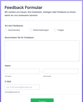 Feedback Formular Formularvorlage | Jotform