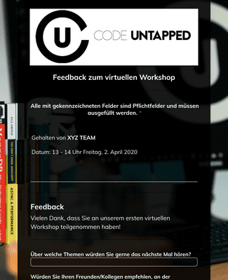 Feedback Formular für virtuellen Workshop