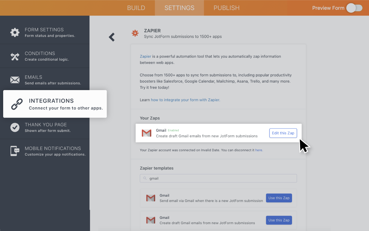 Gmail Emailing Jotform