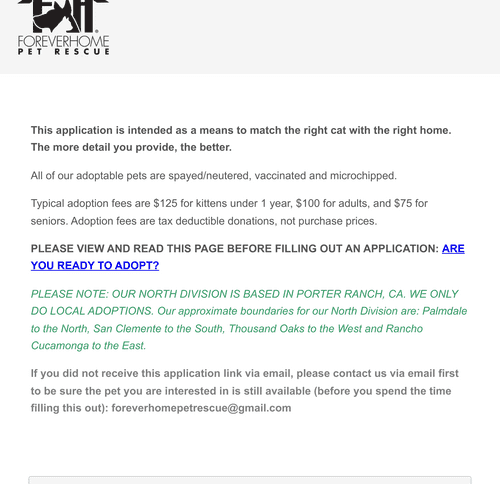 FHPR Cat Adoption Application Form Template | Jotform
