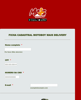 Form Templates: Ficha Cadastral Mais delivery Motoboy