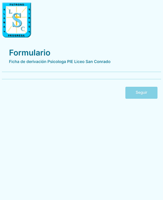 Ficha de derivación Psicológica PIE Liceo San Conrado Plantilla de  formulario | Jotform