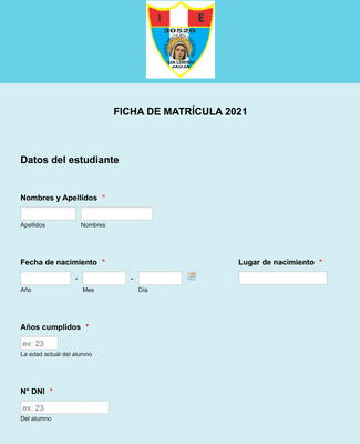 Form Templates: FICHA DE MATRÍCULA 2021