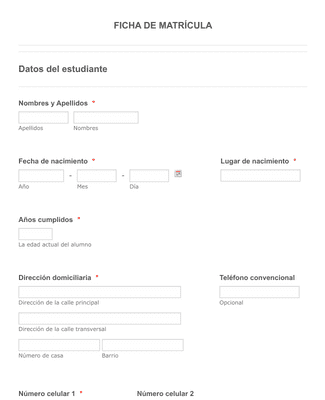 FICHA DE MATRÍCULA Plantilla de formulario | Jotform