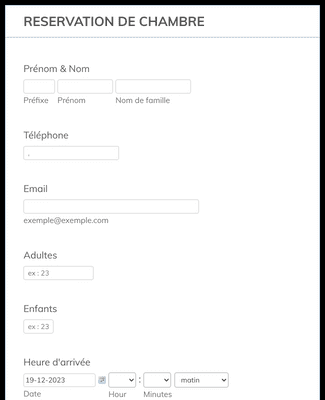 FICHE DE RESERVATION D’HOTEL Modèle du formulaire | Jotform