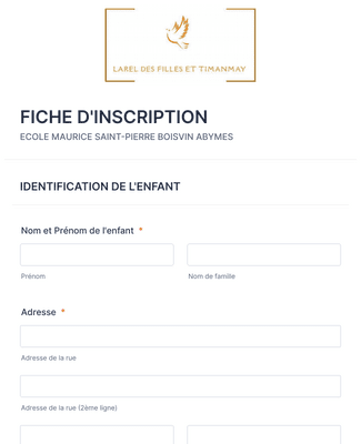Form Templates: FICHE D'INSCRIPTION