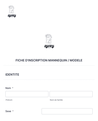 Form Templates: FICHE D'INSCRIPTION MANNEQUIN / MODELE