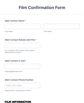 Film Confirmation Form Template | Jotform