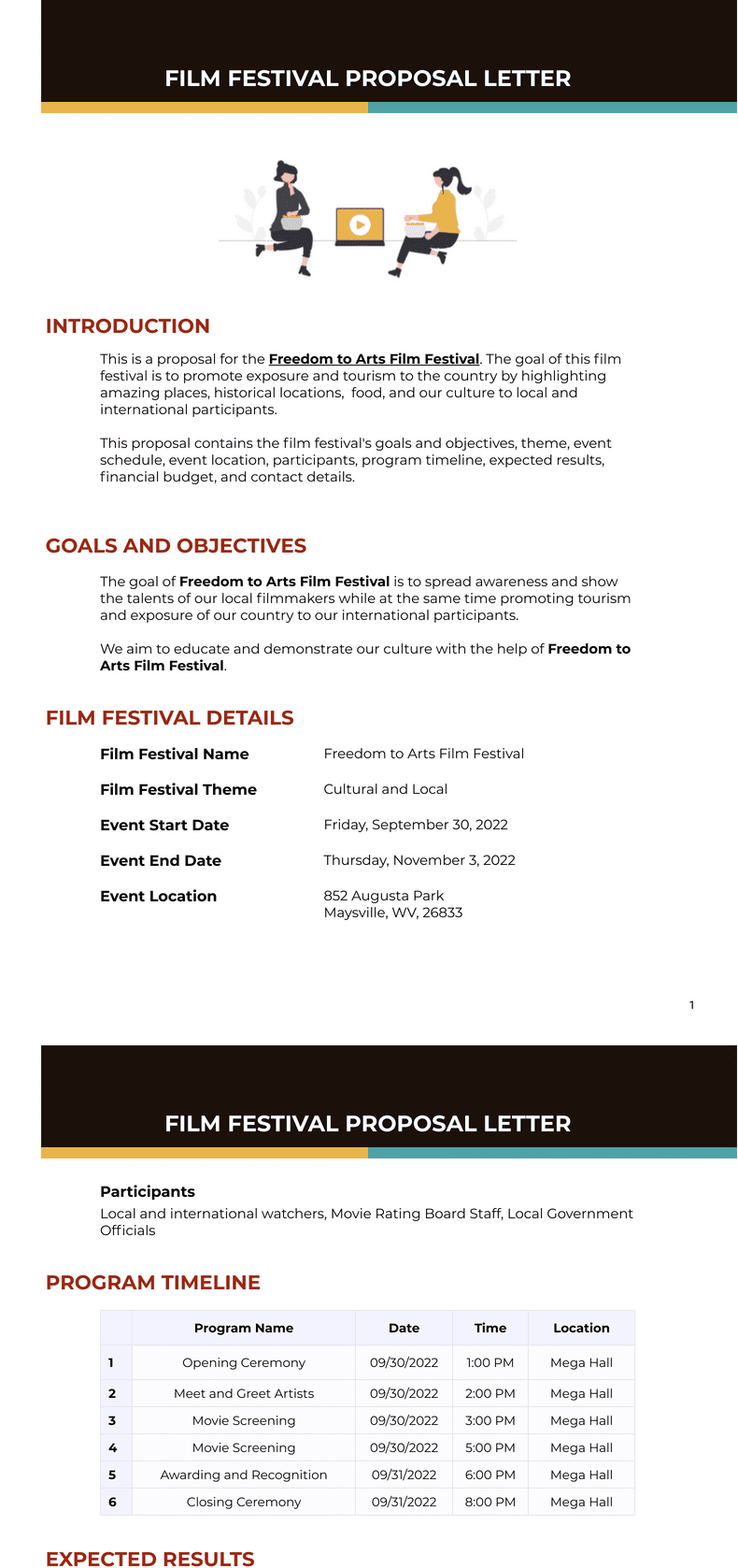 Film Festival Proposal Letter