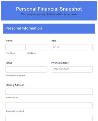 Financial Snapshot Template Form Template | Jotform