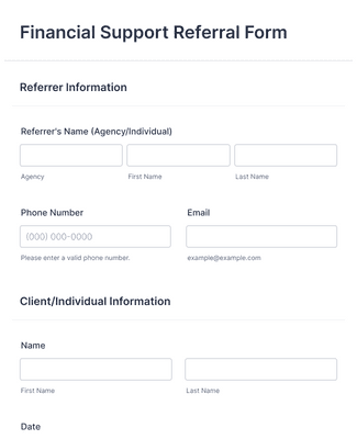 Support Referral Financial Support Referral Form Template | Jotform