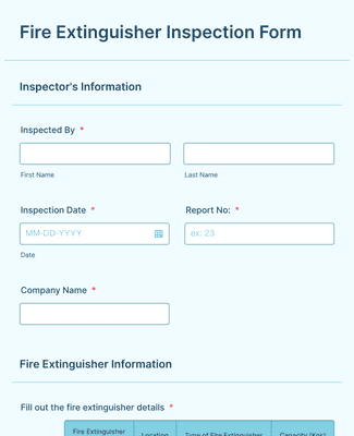 Form Templates: Fire Extinguisher Inspection Form