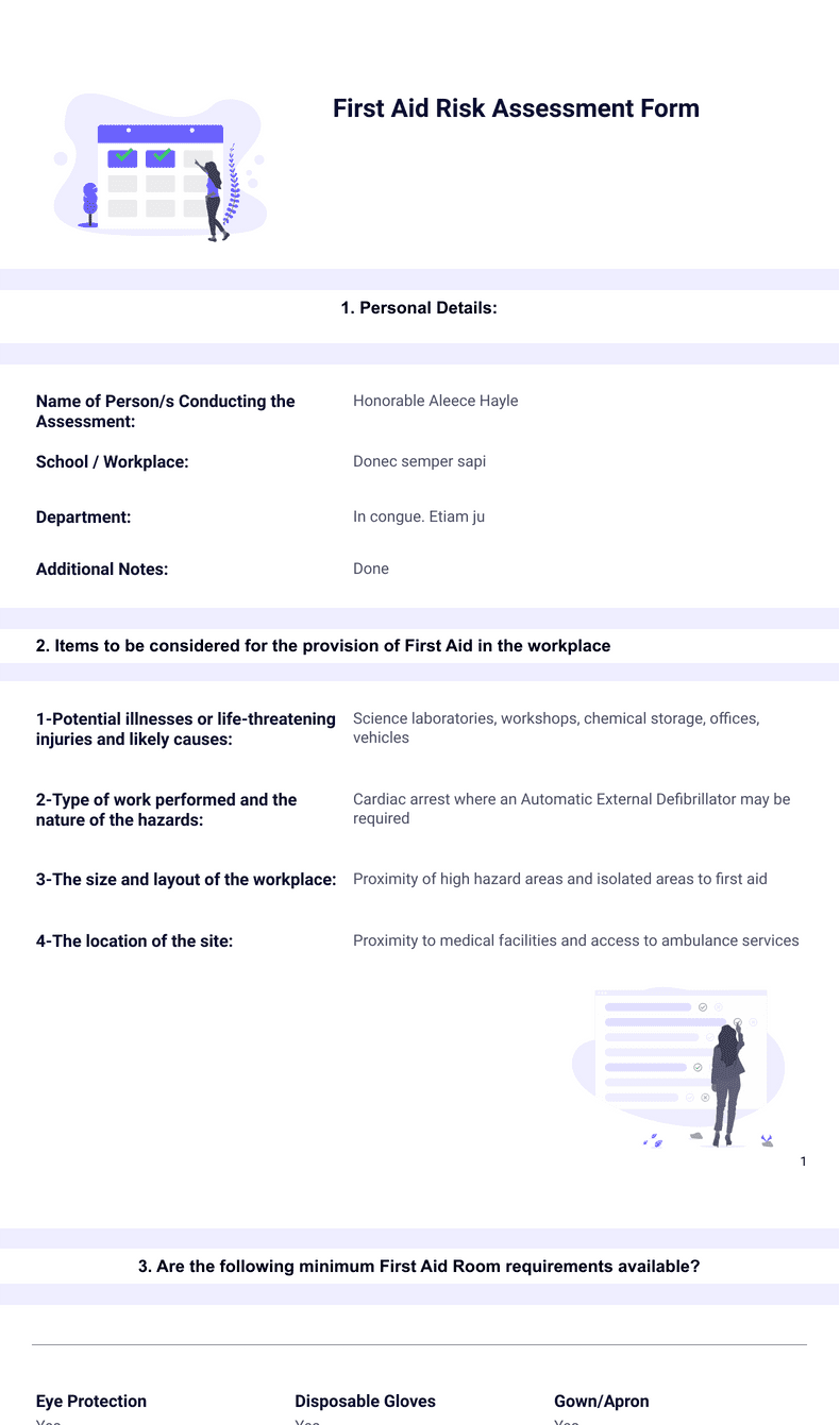 First Aid Risk Assessment Template Pdf Templates Jotform 