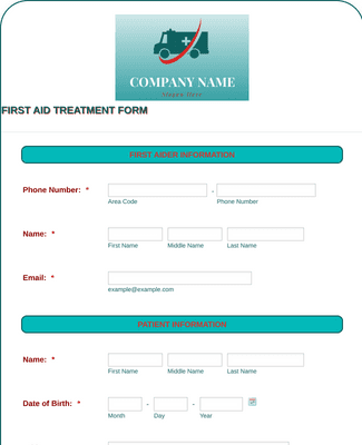 Form Templates: First Aid Treatment Form