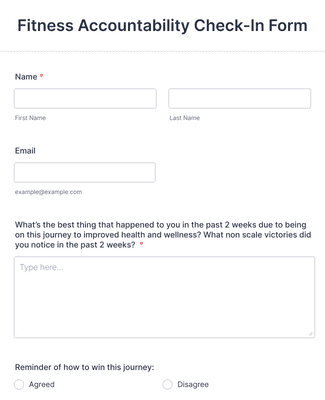 Form Templates: Fitness Accountability Check In Form 