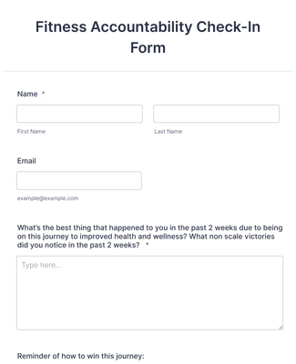 Fitness Accountability Check-In Form 