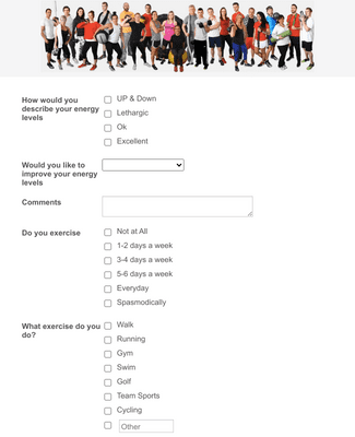 Form Templates: Fitness And Health Survey