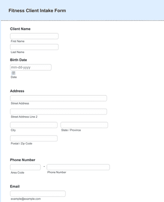 Form Templates: Fitness Client Intake Form