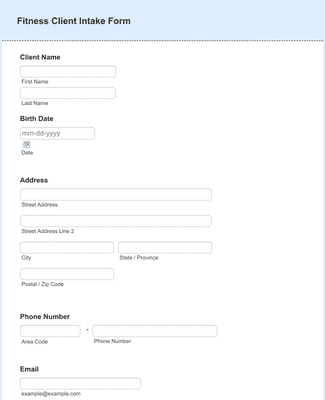 Form Templates: Fitness Client Intake Form