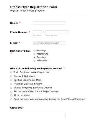 Fitness Flyer Form
