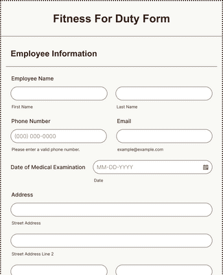 Fitness For Duty Form Template | Jotform