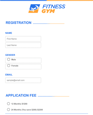 Form Templates: Fitness Gym Registration Form
