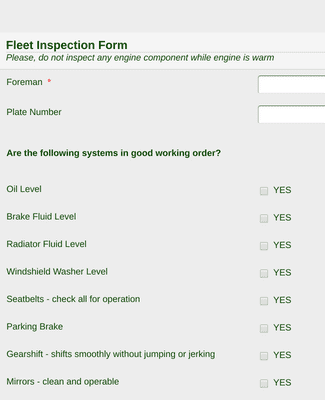 Fleet Inspection Form
