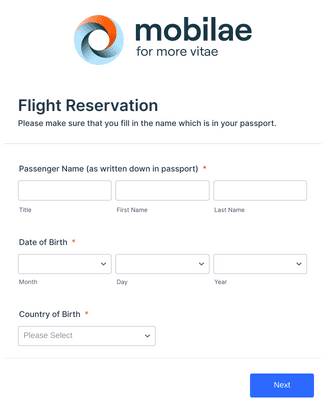 Flight Reservation Form Mobilae