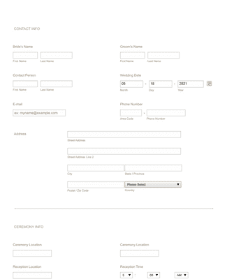 Form Templates: Wedding Consultation Form