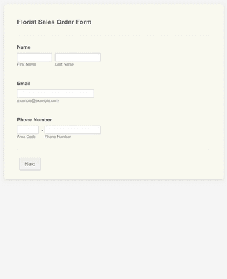 Florist Sales Order Form