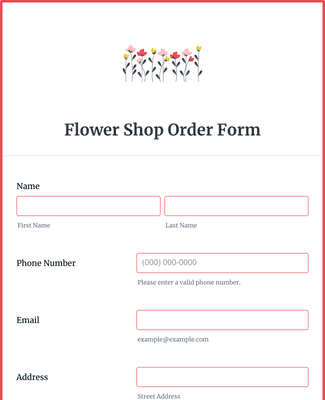 Form Templates: Flower Shop Order Form 