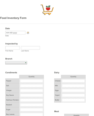 Form Templates: Food Inventory Form