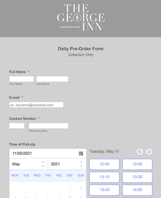 Pre Order Form Template JotForm