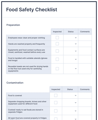 Form Templates: Food Safety Checklist