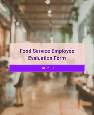 Form Templates: Food Service Employee Evaluation Form