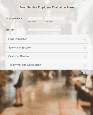 Form Templates: Food Service Employee Evaluation Form