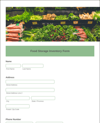 Form Templates: Food Storage Inventory Form