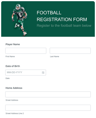 Form Templates: Football Registration Form
