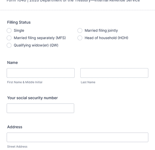 2020 Personal Income Tax Return Checklist Form Template | Jotform