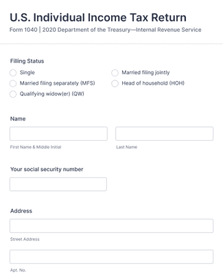 Form Templates: Form 1040 Individual Income Tax Return Form