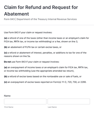 IRS Form 843 - Request a Refund of FICA Taxes 