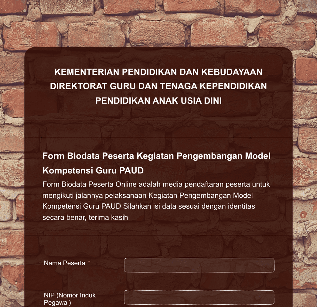 Form Biodata Peserta Kegiatan Template Formulir | Jotform