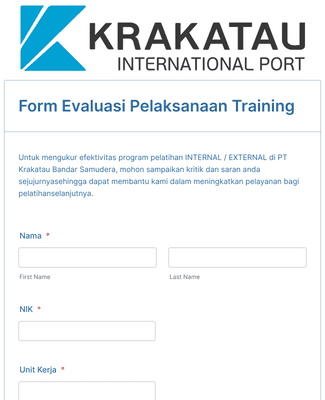 Form Templates: Form Evaluasi Pelaksanaan Training